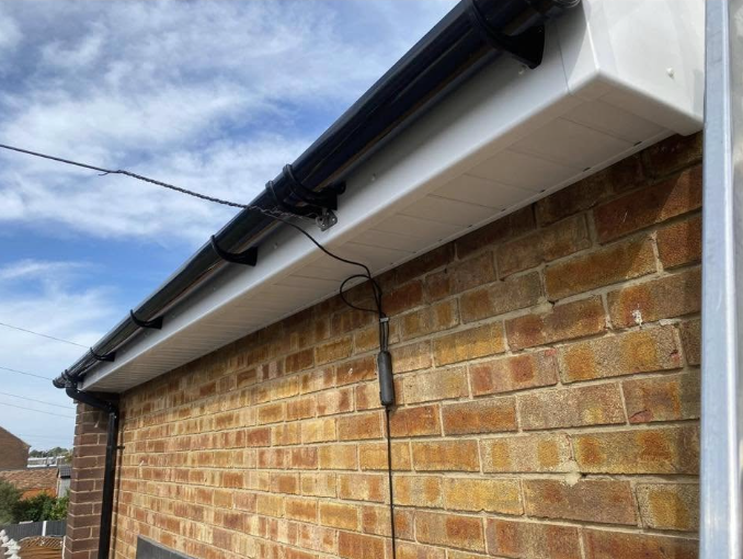 Fascia, soffit and downpipe detail
