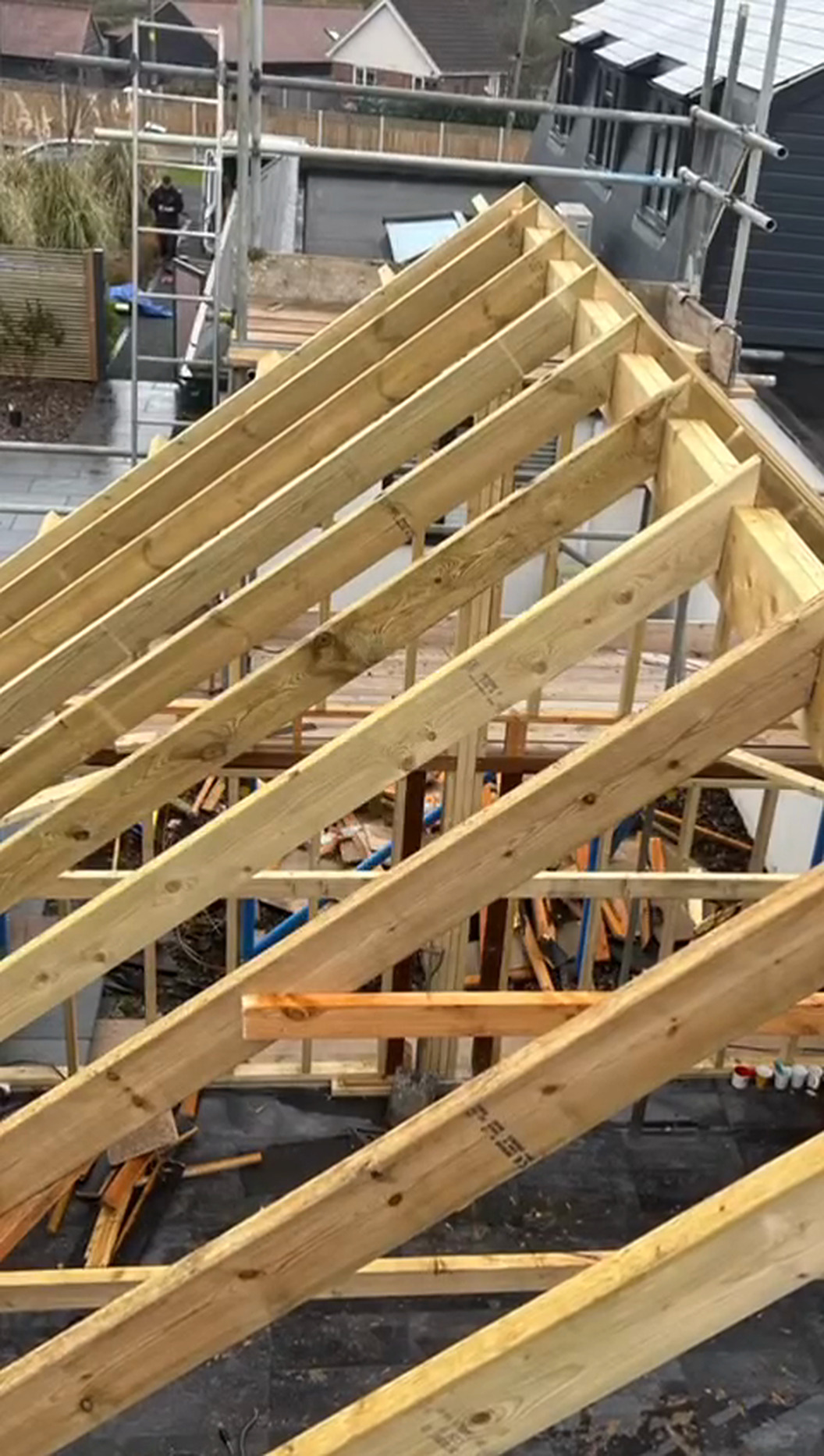 Rafters fixed, braced and ready