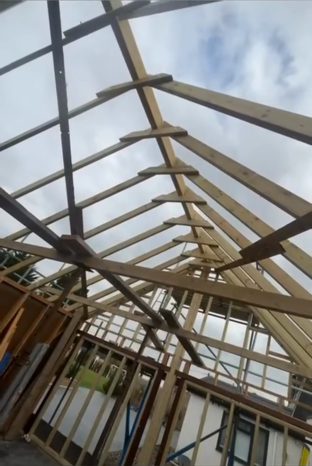 Structural timber frame and new roof