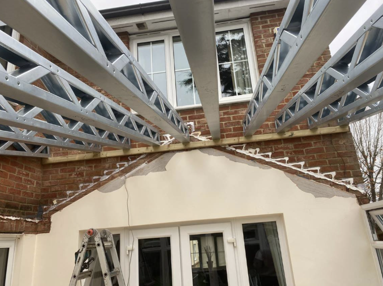 Steelwork going in, built by our own team