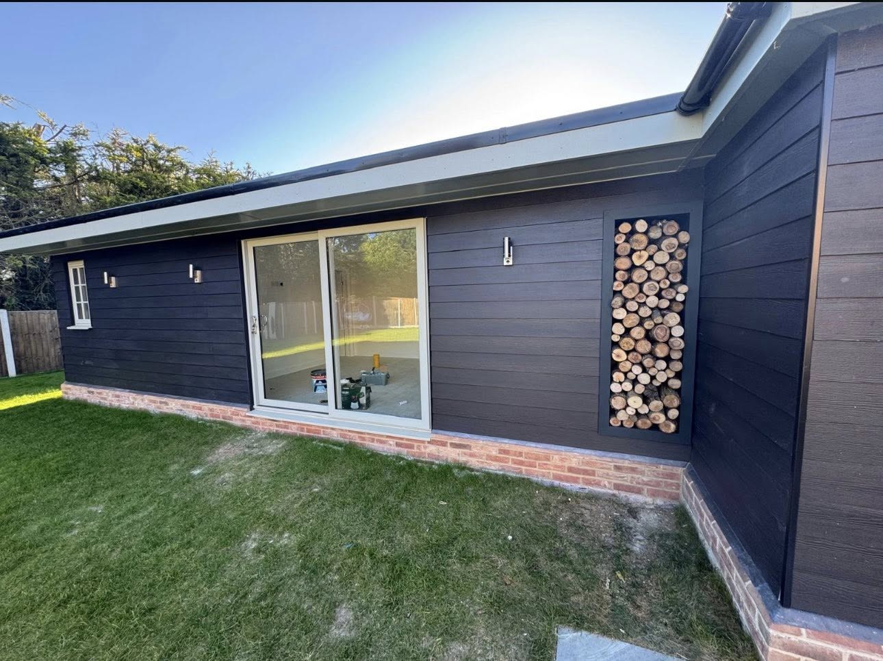 Insulated garden room on the lawn
